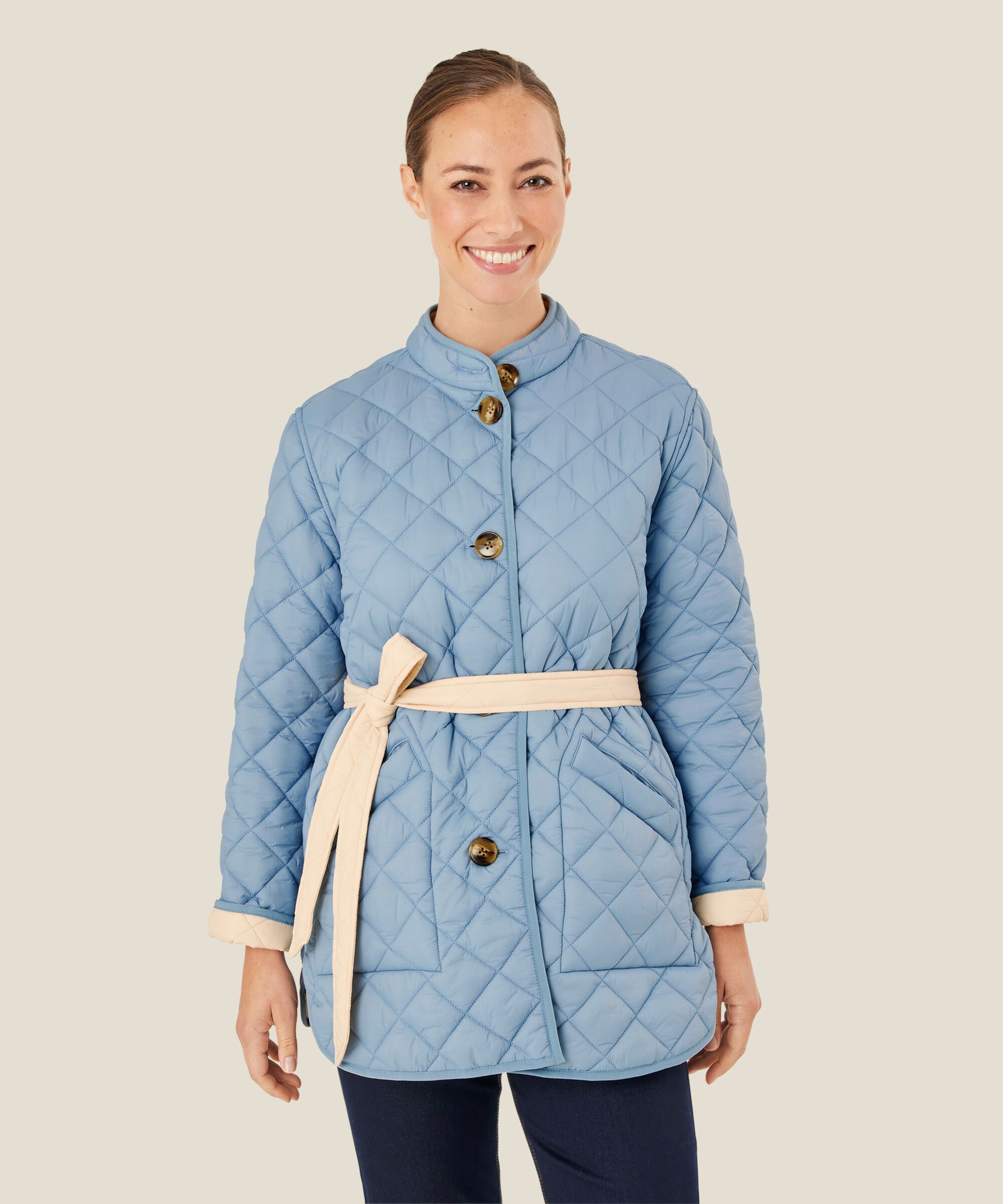 veste matelassée réversible avec ceinture, Ashley Blue