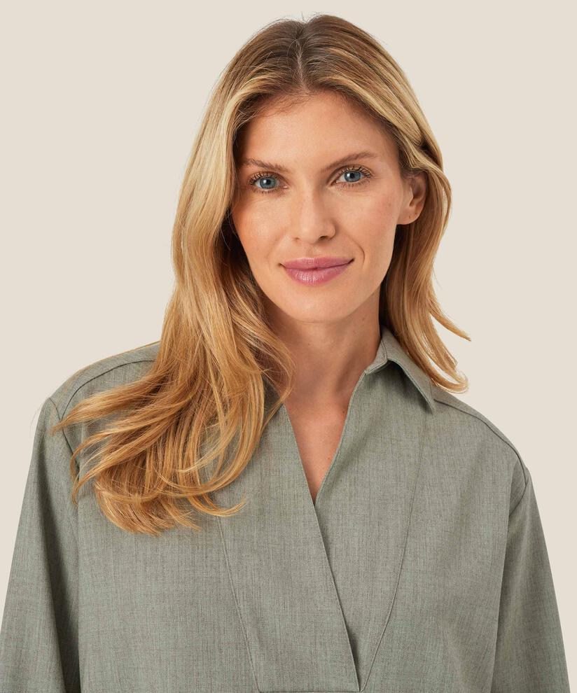 tunique avec col chemise et col v, Vetiver