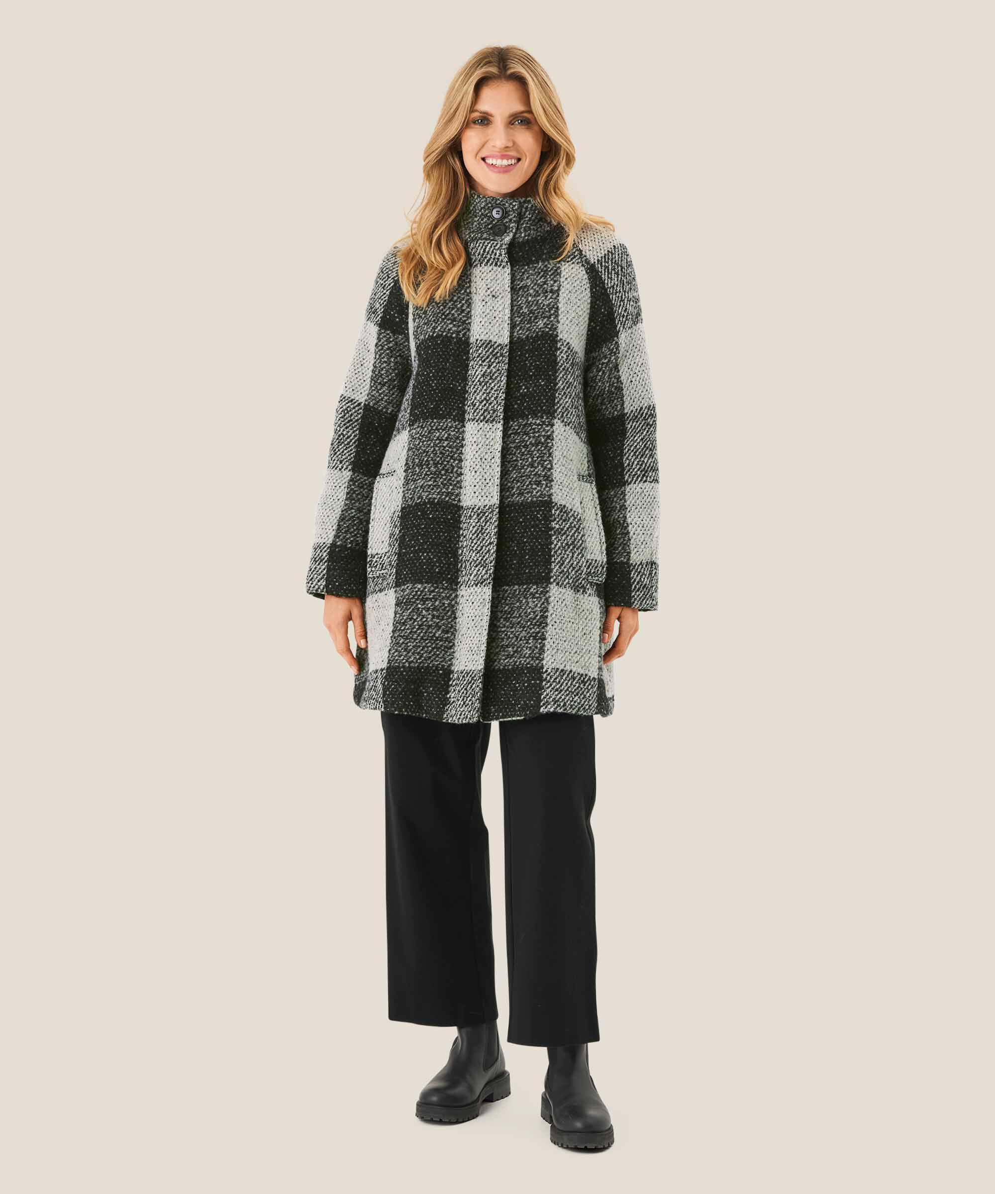 manteau en laine mélangée, Black