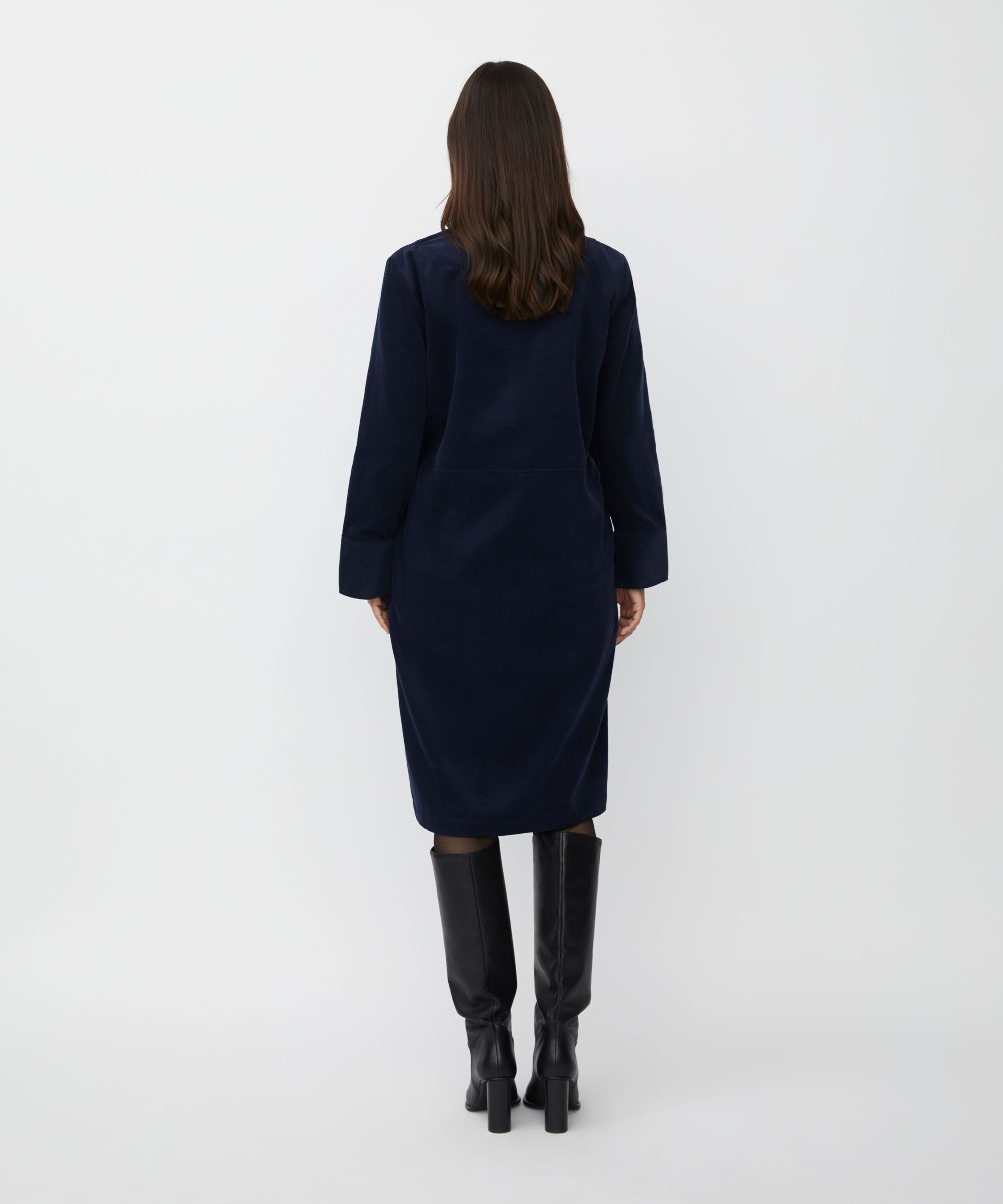 robe en velours avec fermeture éclair au col, Navy Blazer