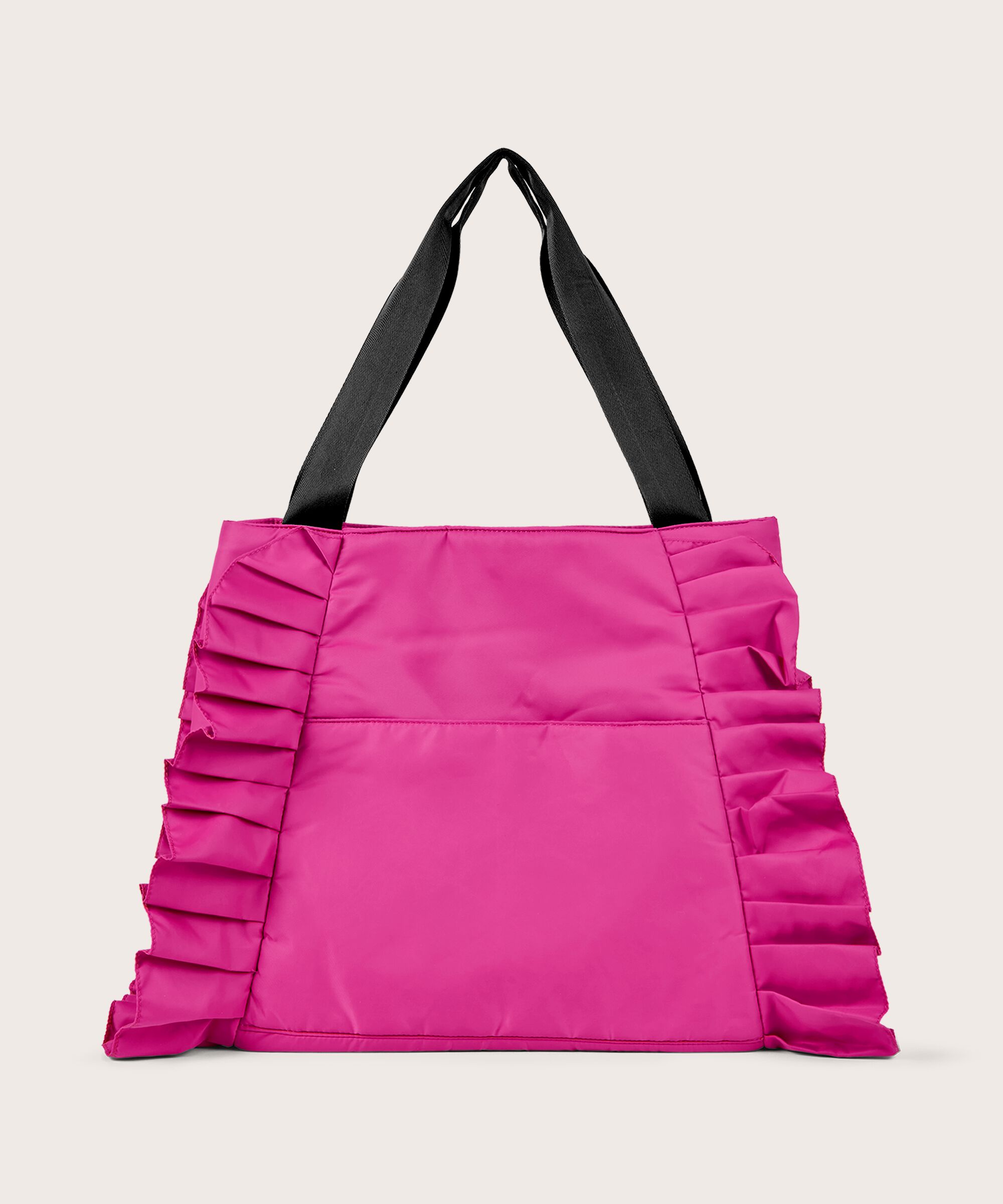 sac en nylon avec volants sur le côté, Fuchsia Red