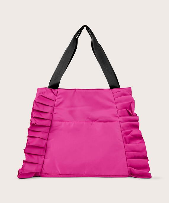 sac en nylon avec volants sur le côté, Fuchsia Red