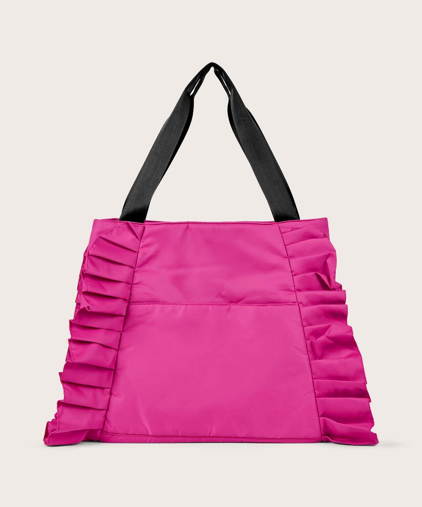 sac en nylon avec volants sur le côté, Fuchsia Red