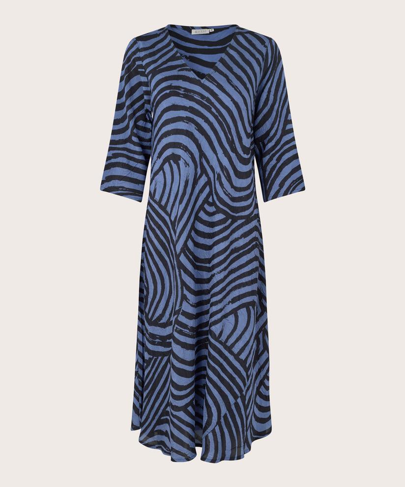 robe en viscose imprimée à col en V, Bijou Blue