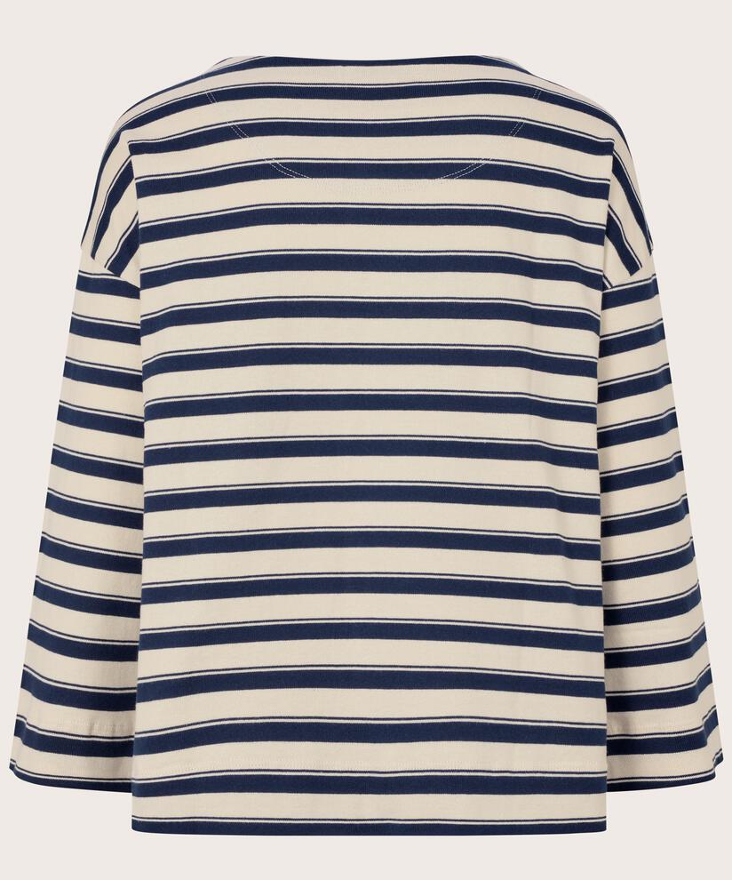 Top En Jersey Rayé À Col Rond, Navy Blazer