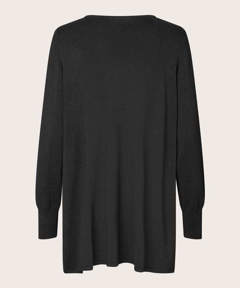 pull en tricot à manches longues et col rond, Black
