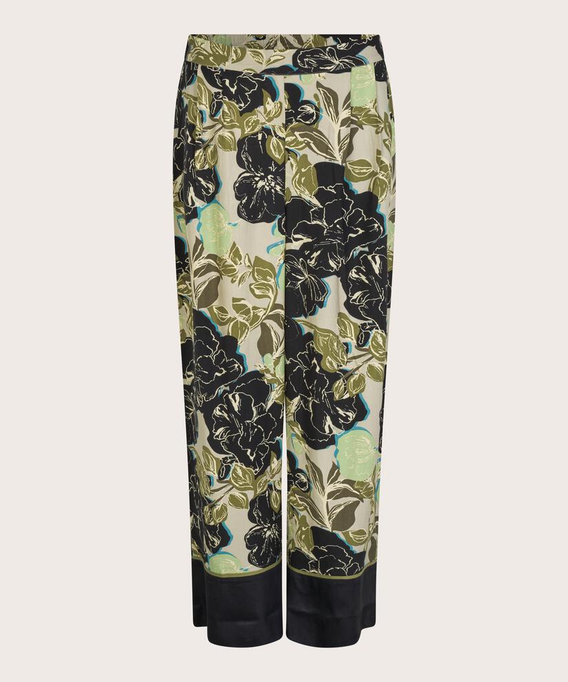 pantalon en viscose imprimé avec taille élastiquée, Loden Green