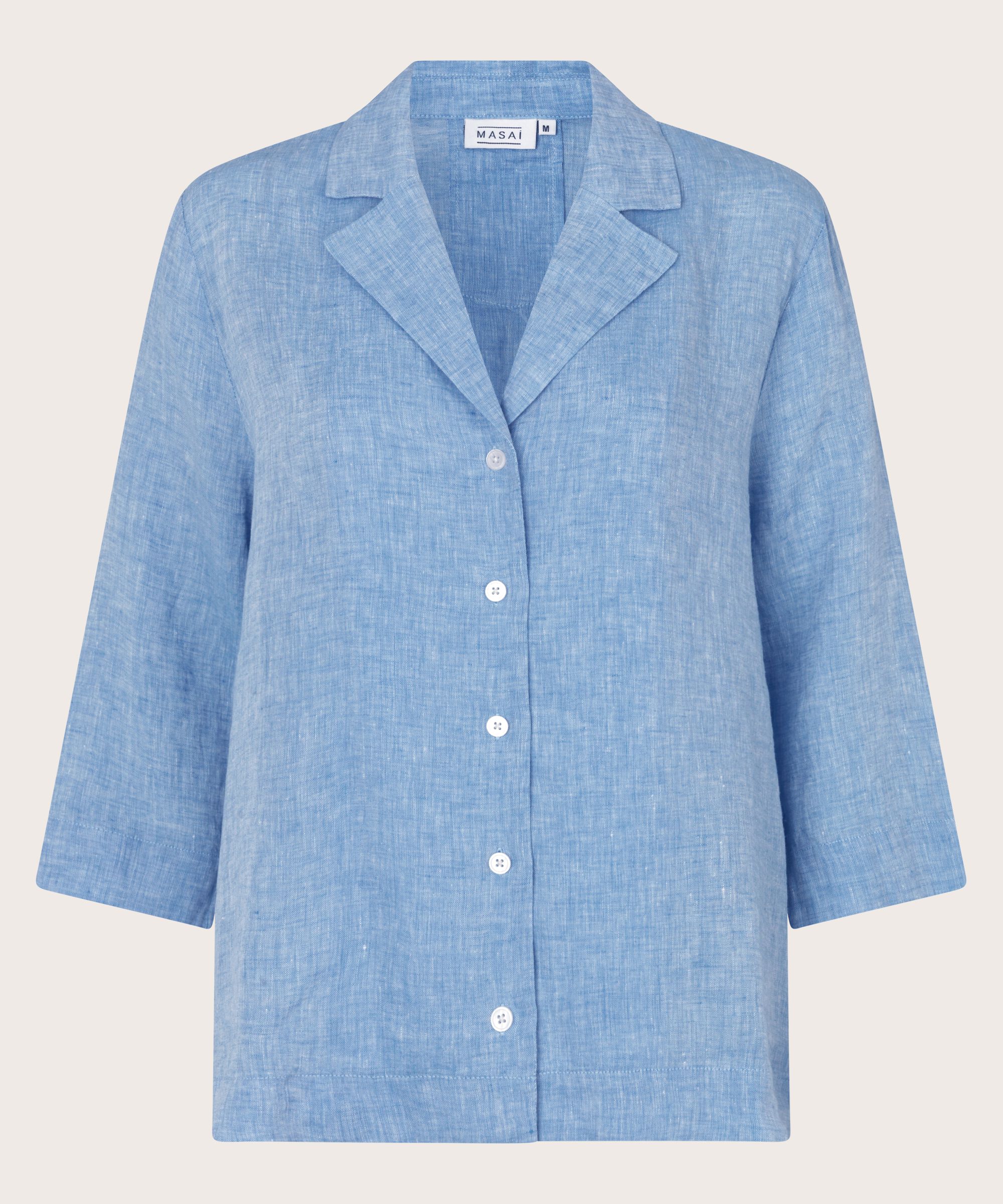 chemise classique en lin à manches trois-quarts, Marina