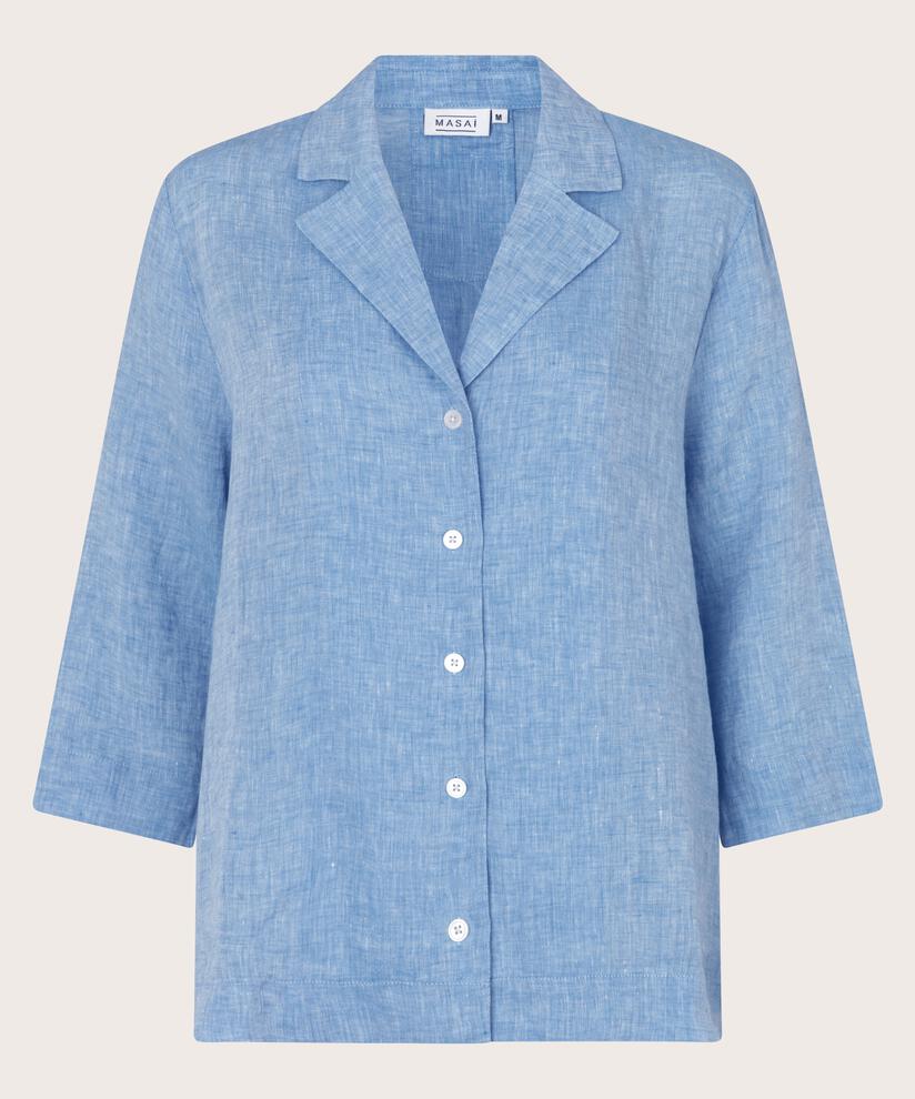 chemise classique en lin à manches trois-quarts, Marina