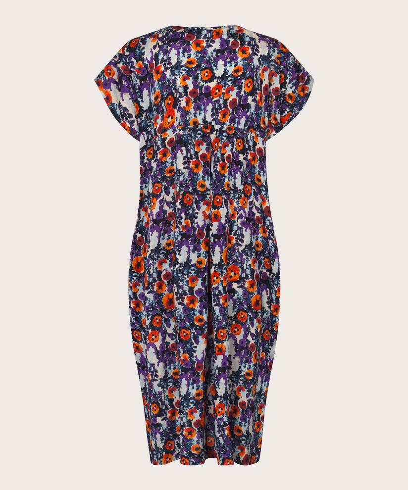 Robe En Viscose Imprimée Avec Col En V, Meadow Violet