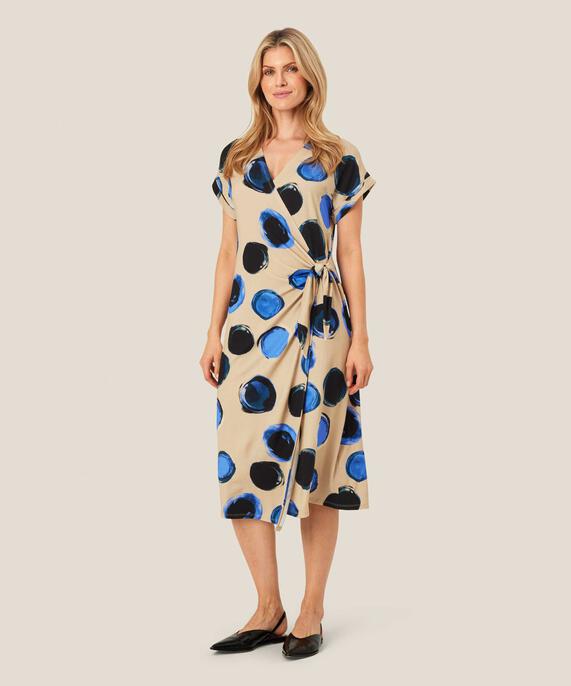 robe en jersey imprimé à effet portefeuille, Ultramarine