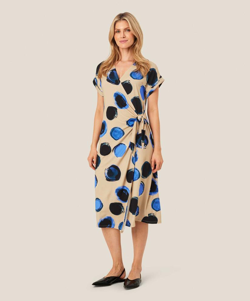 robe en jersey imprimé à effet portefeuille, Ultramarine