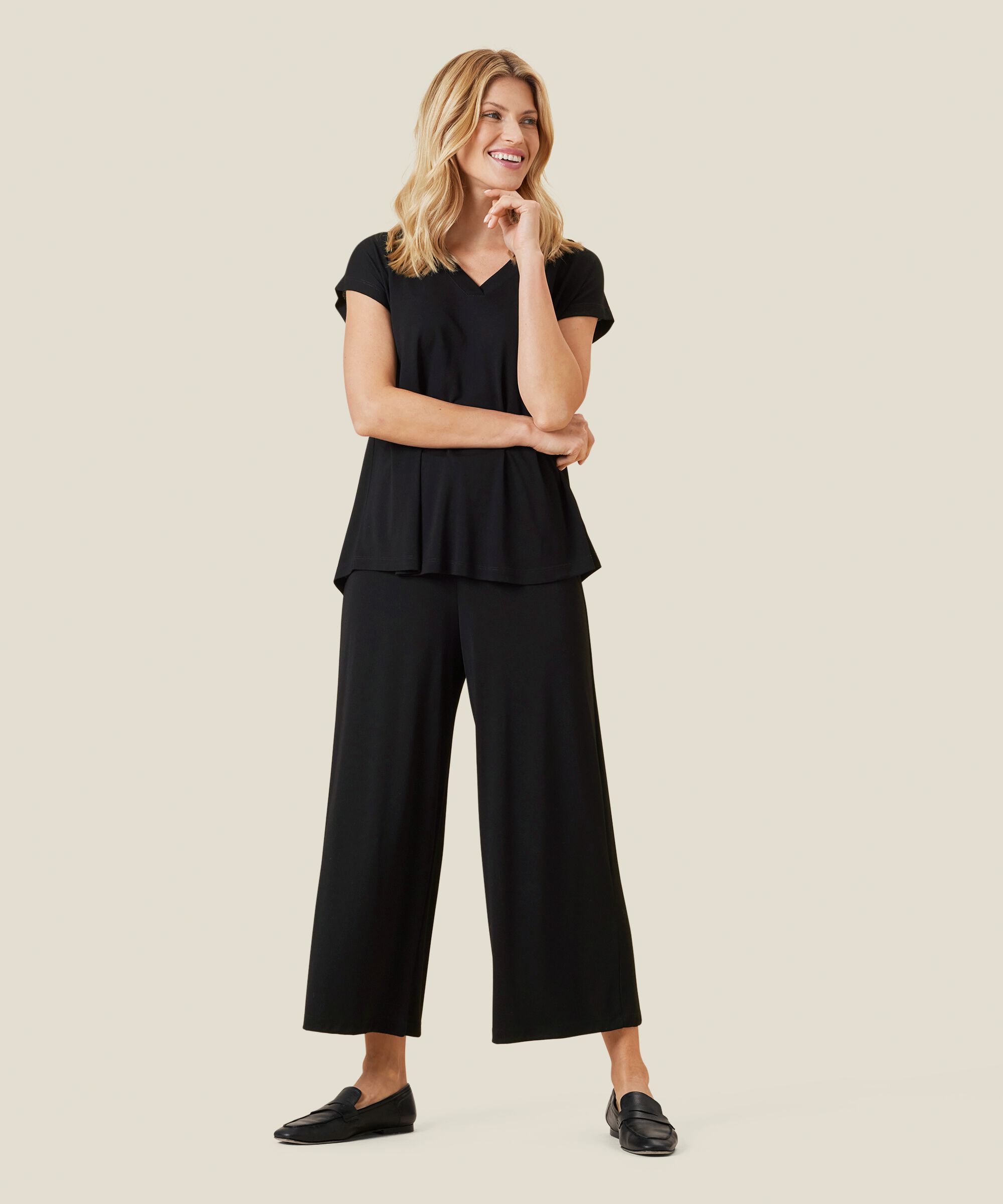 Pantalon En Jersey Avec Taille Élastique, Black