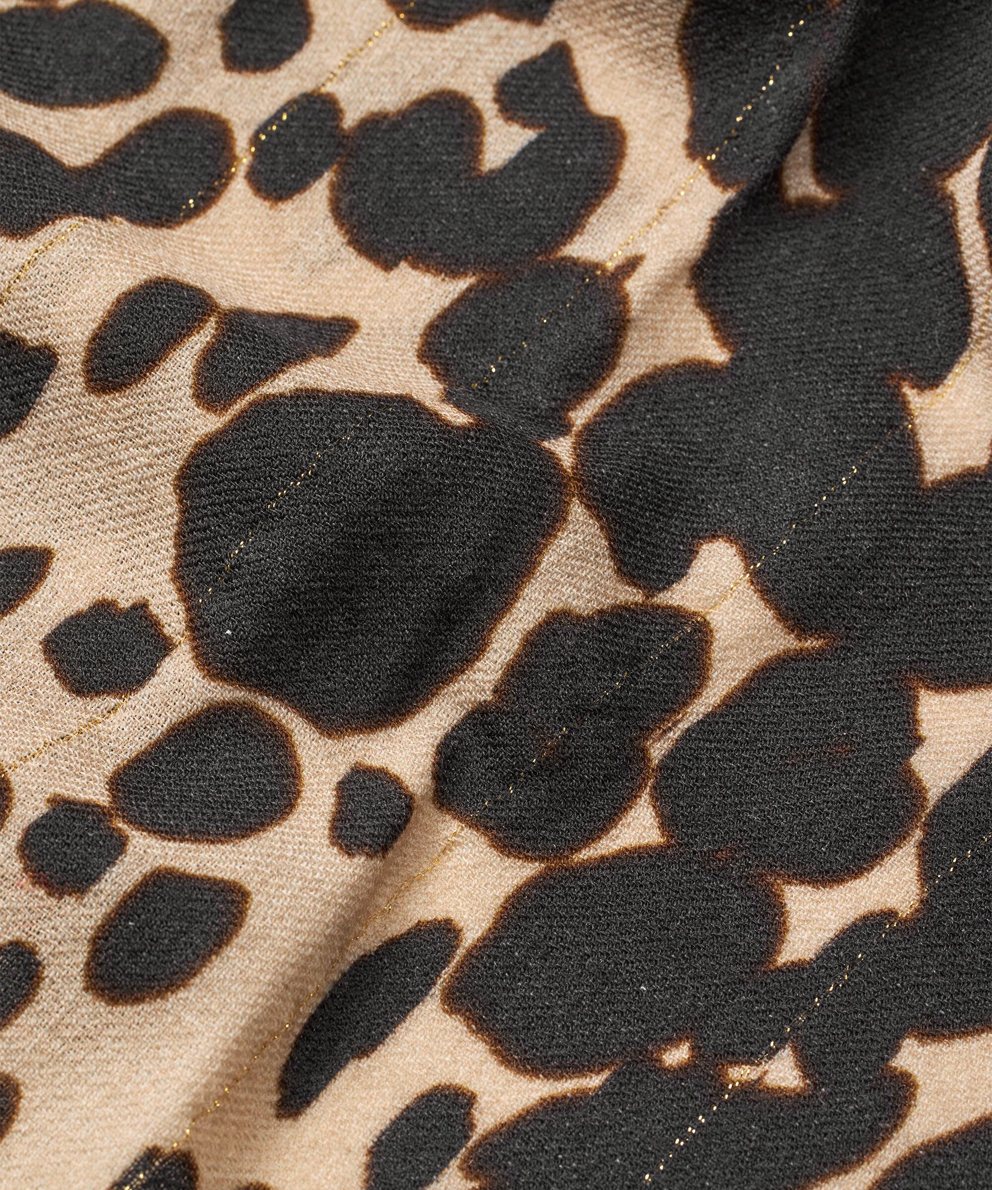 écharpe en laine à imprimé léopard avec fil pailleté, Oxford Tan