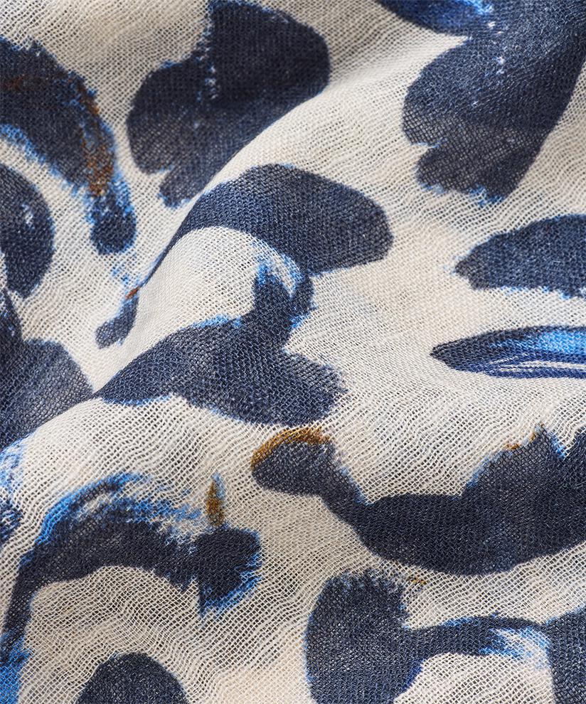 écharpe imprimée en mélange de coton, Ultramarine