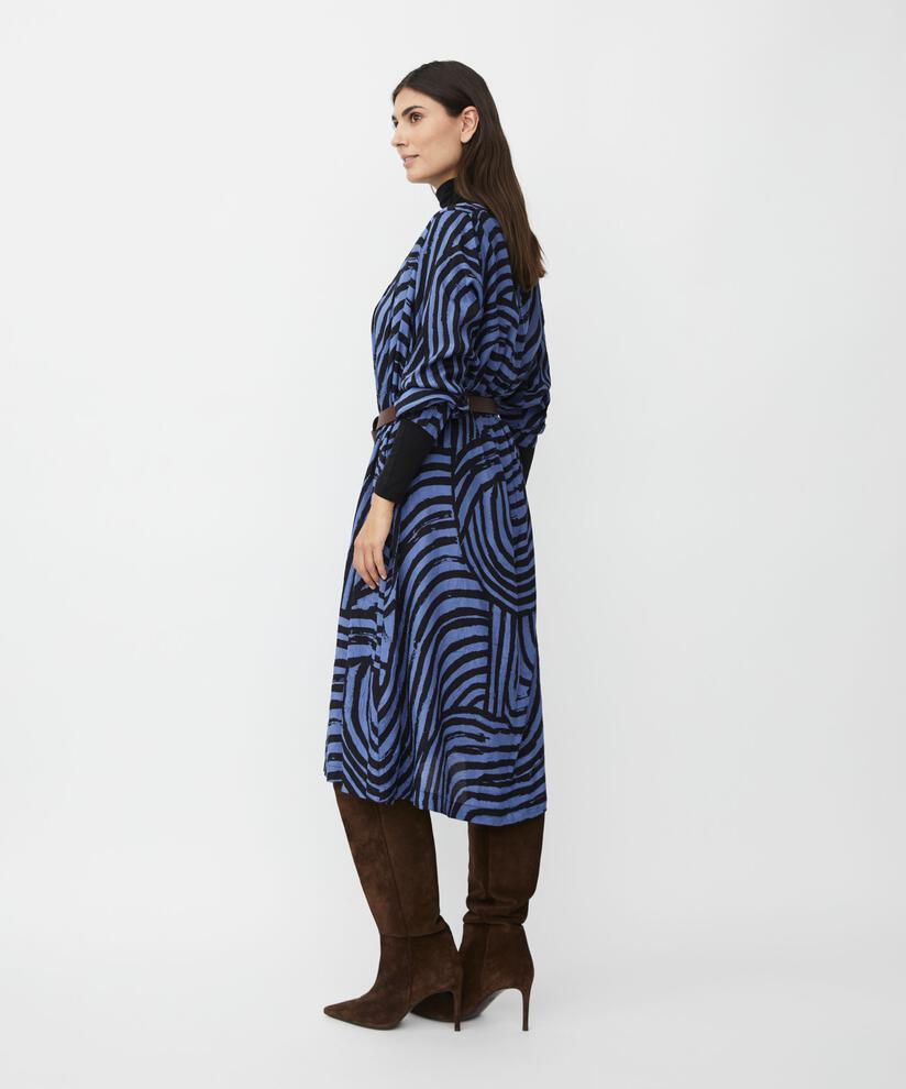 robe en viscose imprimée avec drapé sur le devant, Bijou Blue