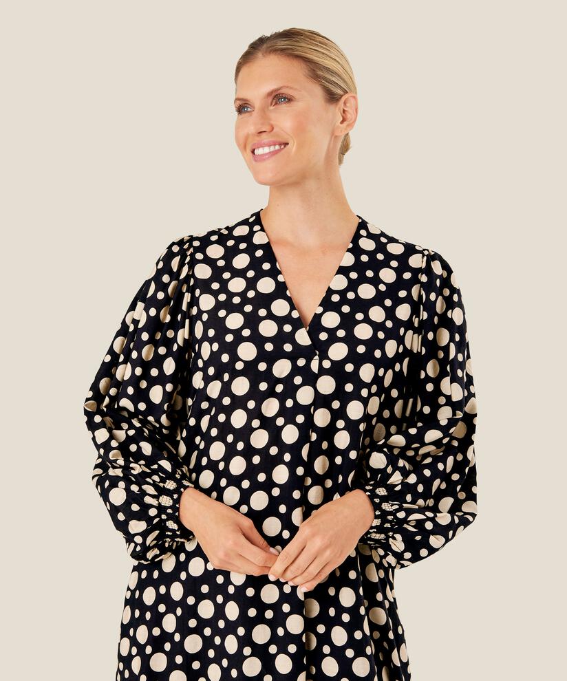 robe à manches volumineuses et poches fendues, Black