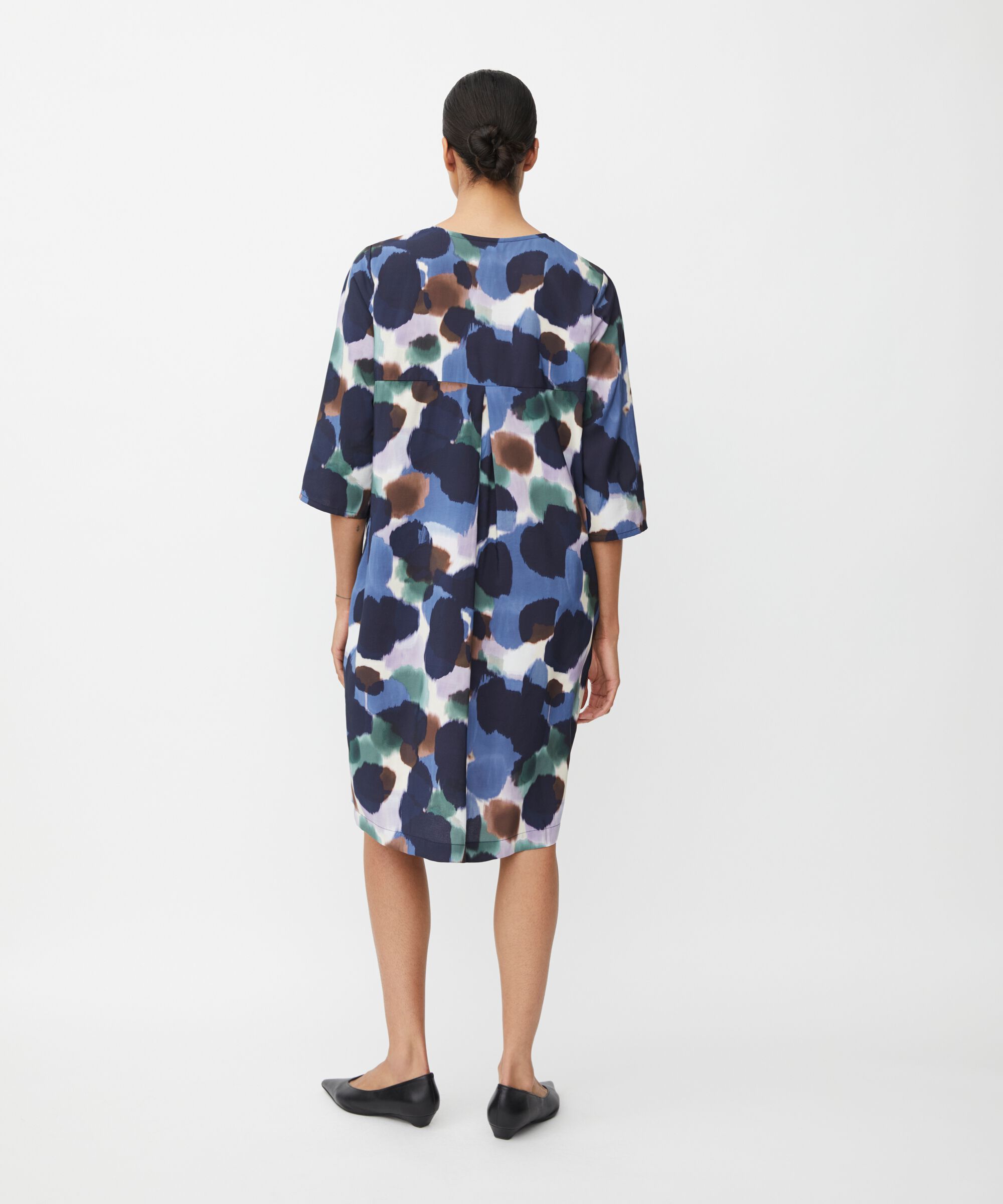 Robe En Viscose Avec Col En V Et Poches Fendues, Navy Blazer