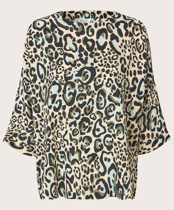 Blouse En Viscose À Manches 3/4, D. Lichen Green