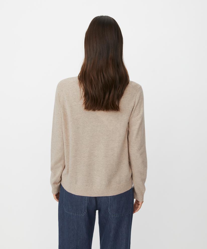 cardigan col rond en mélange de laine, Beige melange