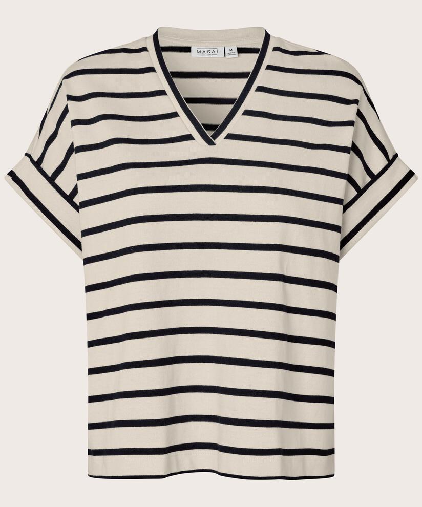 t-shirt en jersey rayé à col rond, Whitecap
