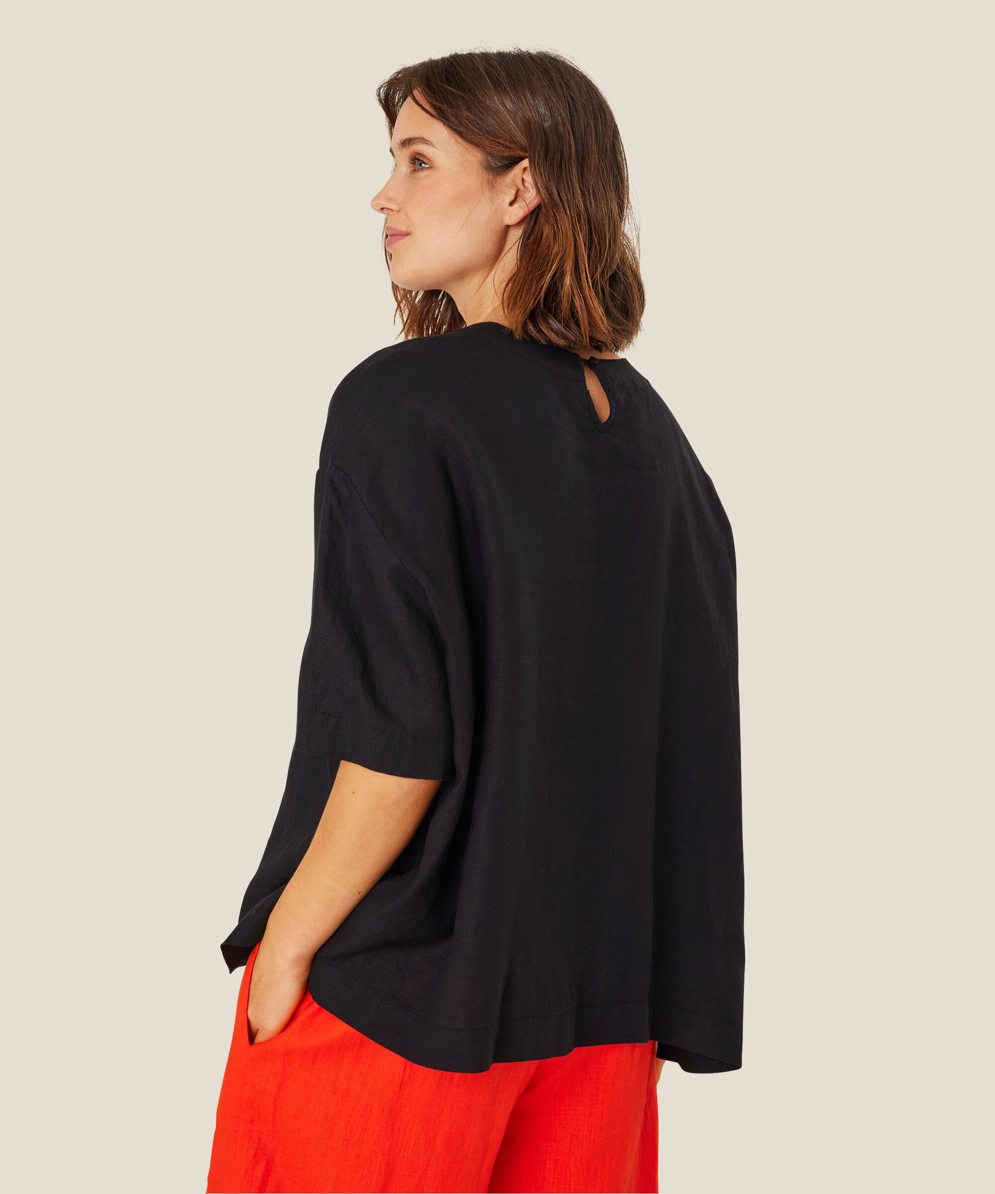 blouse en viscose à manches 1/2, Black