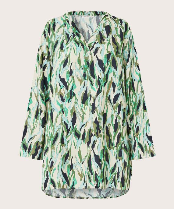 tunique en viscose à motifs avec col en V, D. Lichen Green