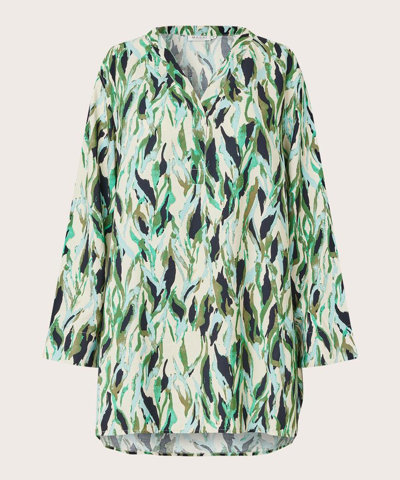 tunique en viscose à motifs avec col en V, D. Lichen Green