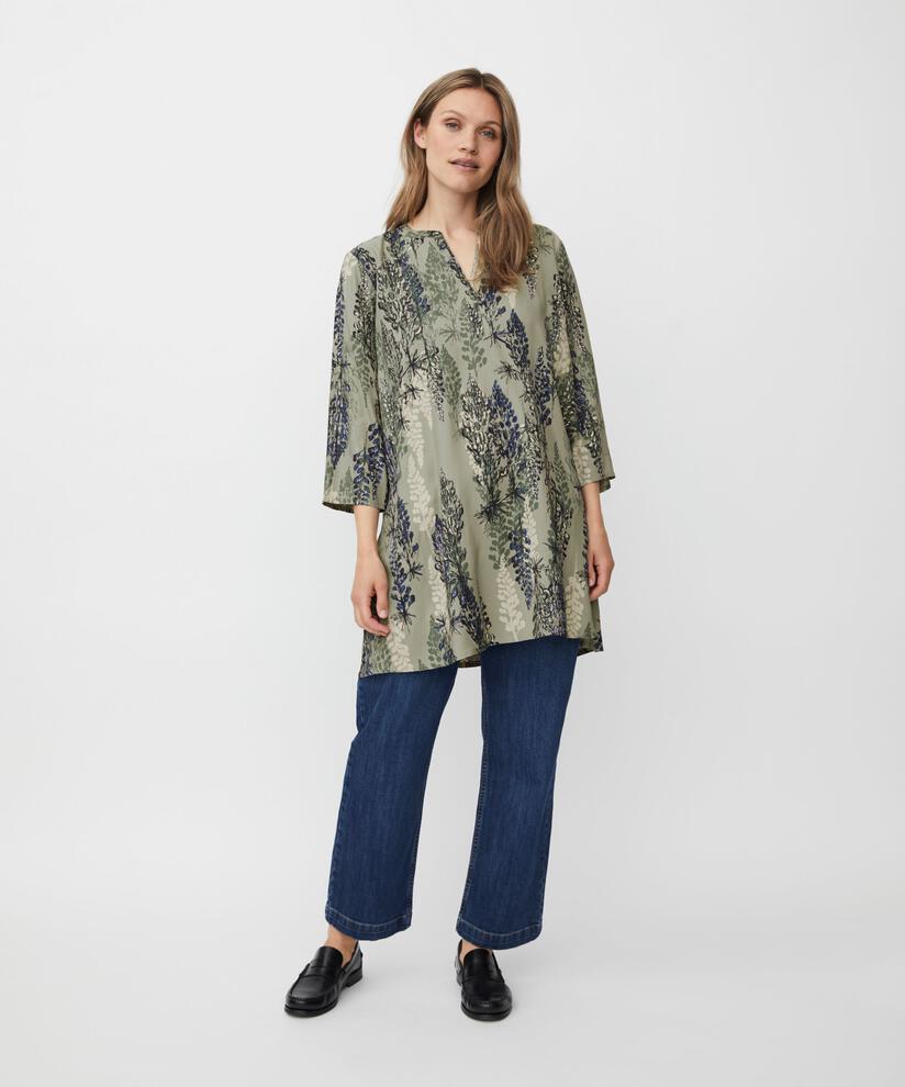 Tunique En Viscose Imprimée À Manches 3/4, Seagrass