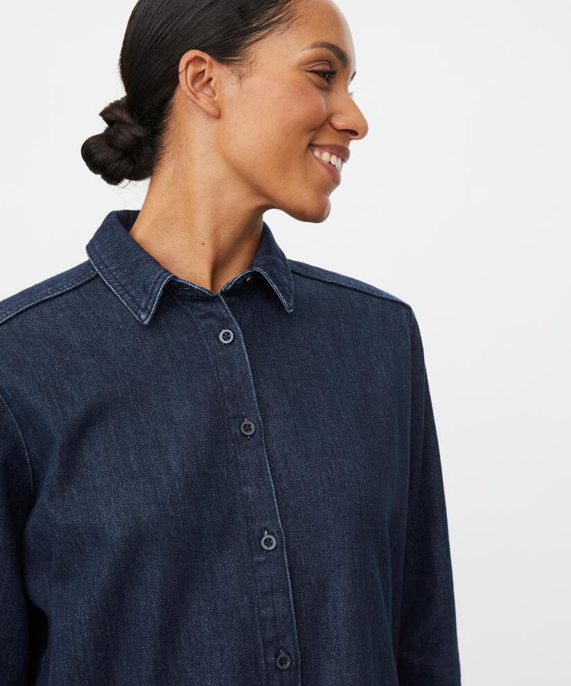 chemise en jean avec une touche de paillettes, Dark Denim