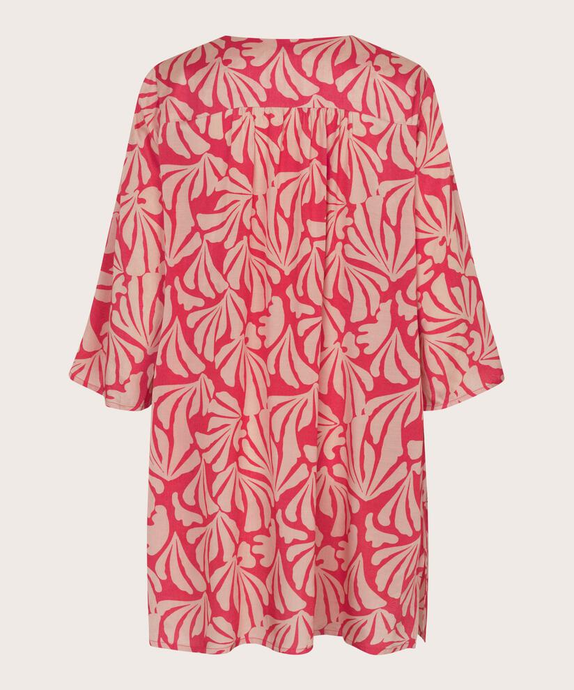 Tunique en viscose fleurie avec col en V, Hibiscus