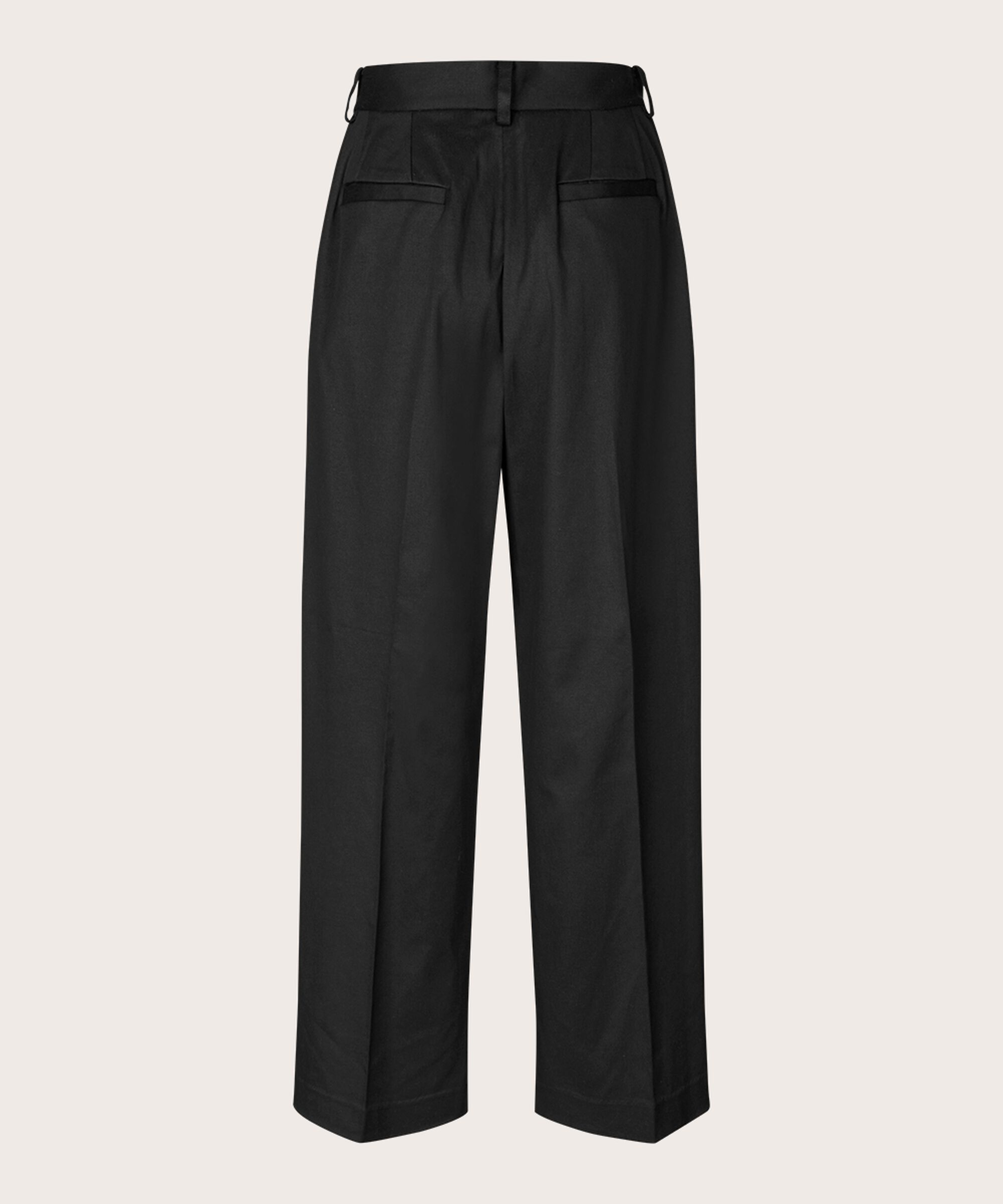 Pantalon à jambes larges, plis pressés et poches fendues, Black