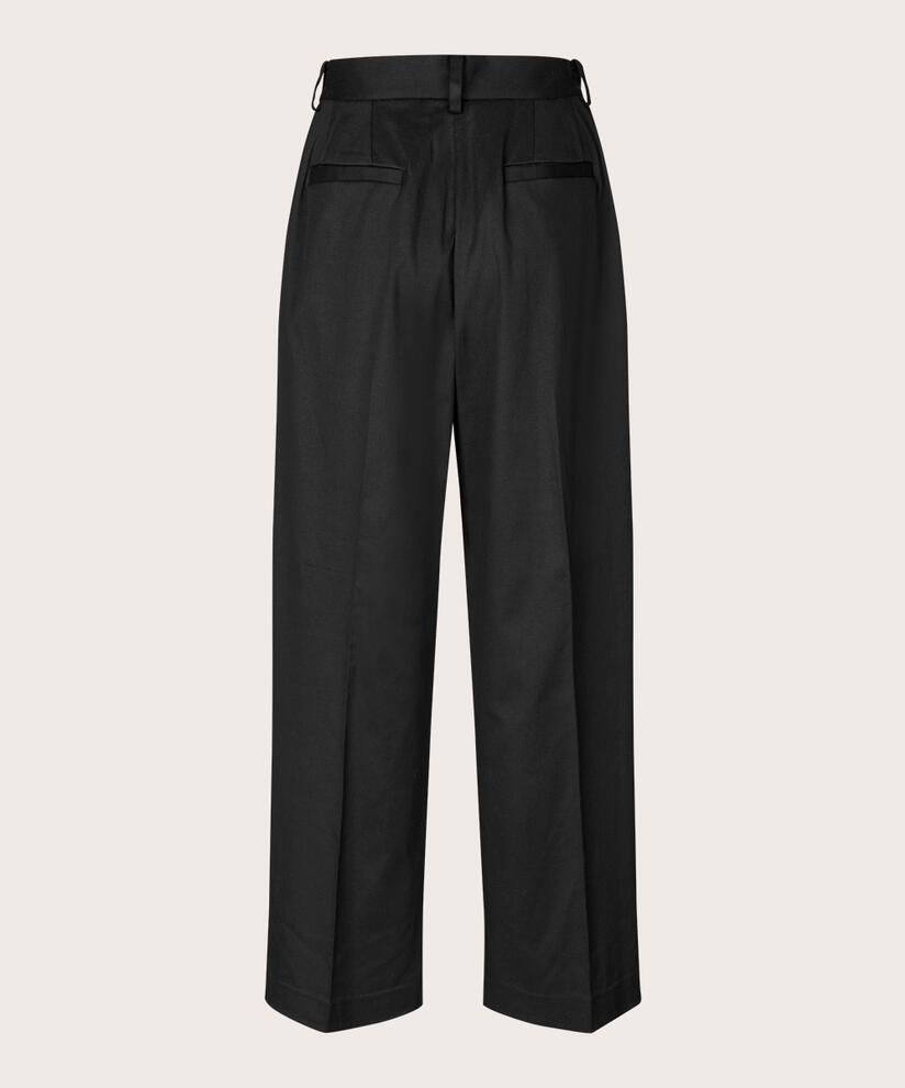 Pantalon à jambes larges, plis pressés et poches fendues, Black