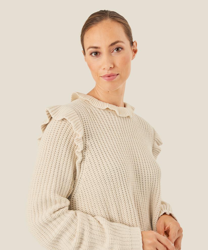 pull en maille de coton à volants, Whitecap