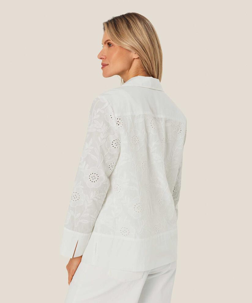 blouse en broderie anglaise avec col en V profond, White