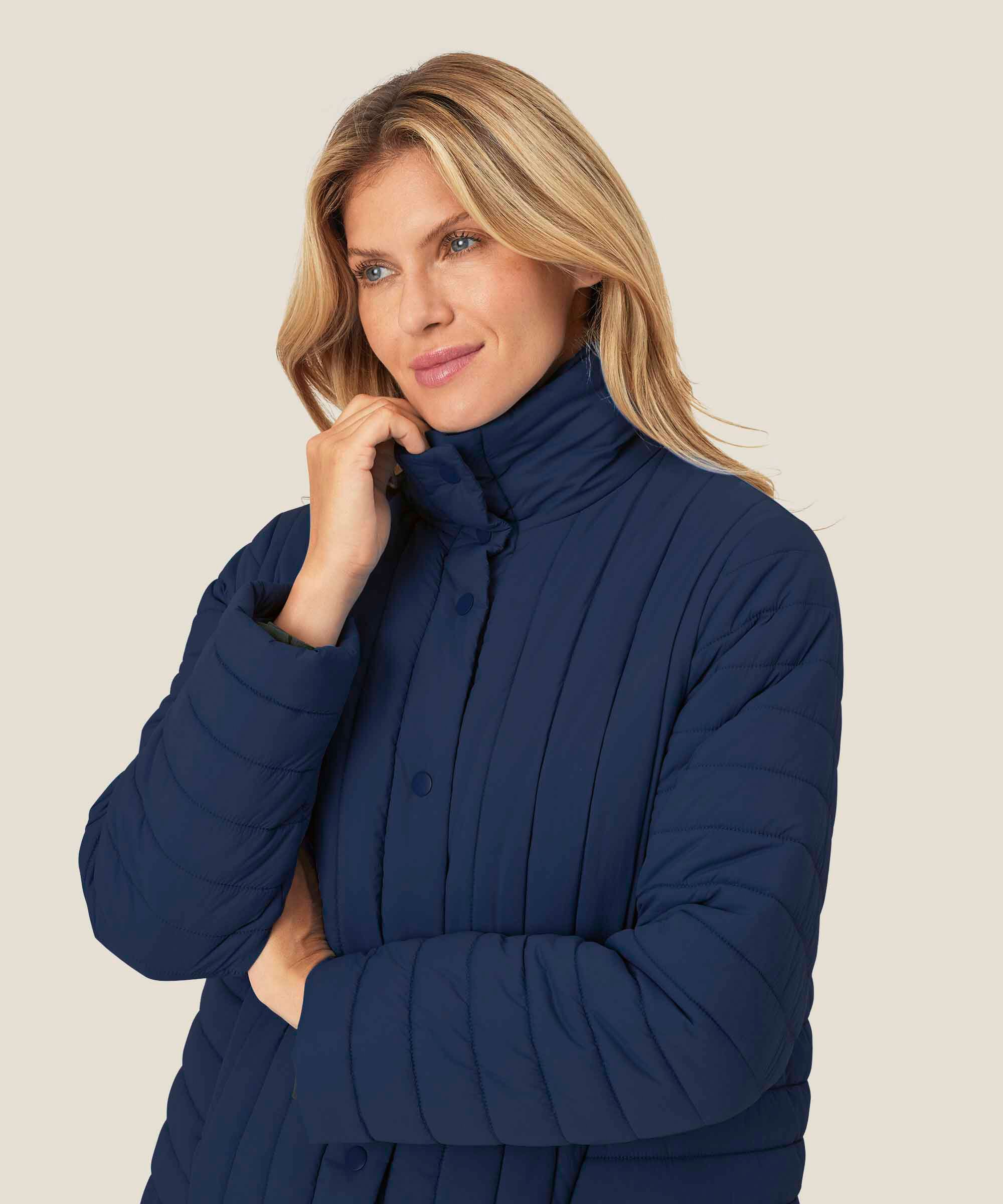 veste à col montant et poches fendues, Navy Blazer
