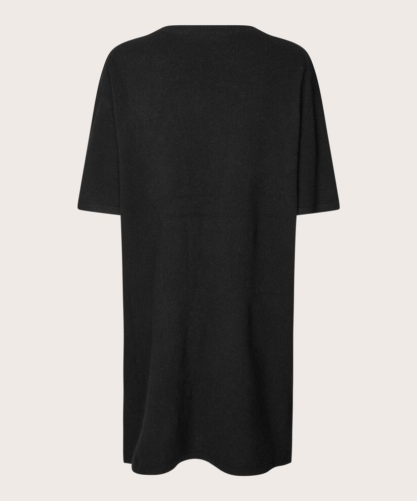 robe en laine tricotée à manches 1/2, Black