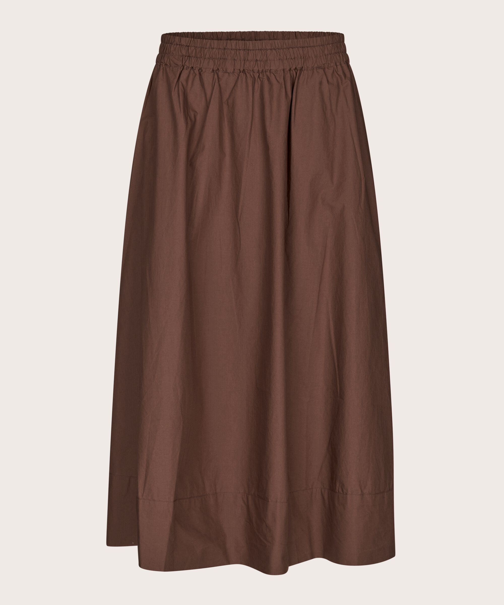 jupe en coton avec taille élastique et poches fendues, Chestnut