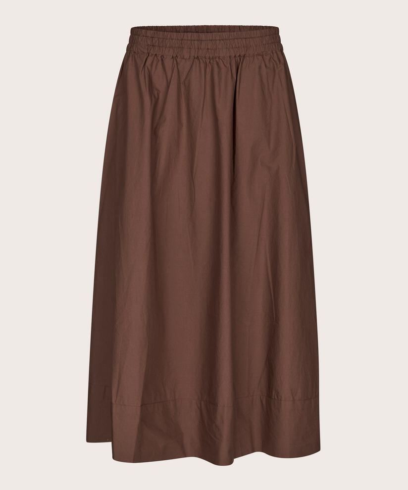 jupe en coton avec taille élastique et poches fendues, Chestnut