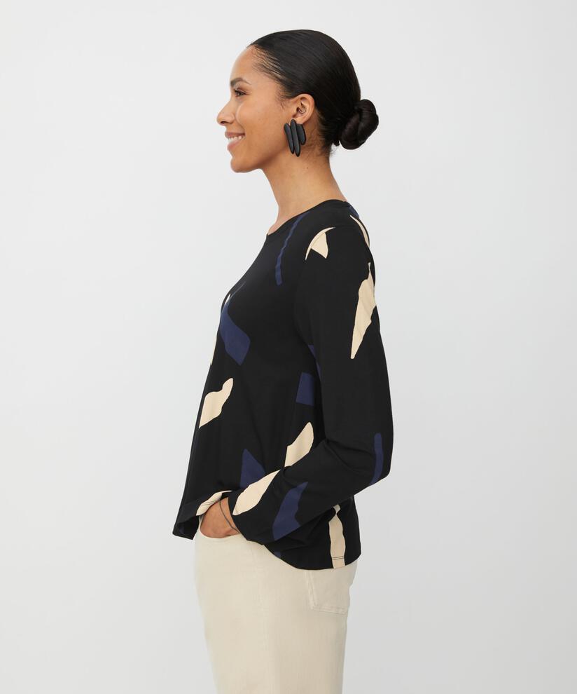 top en jersey imprimé à col rond, Navy Blazer