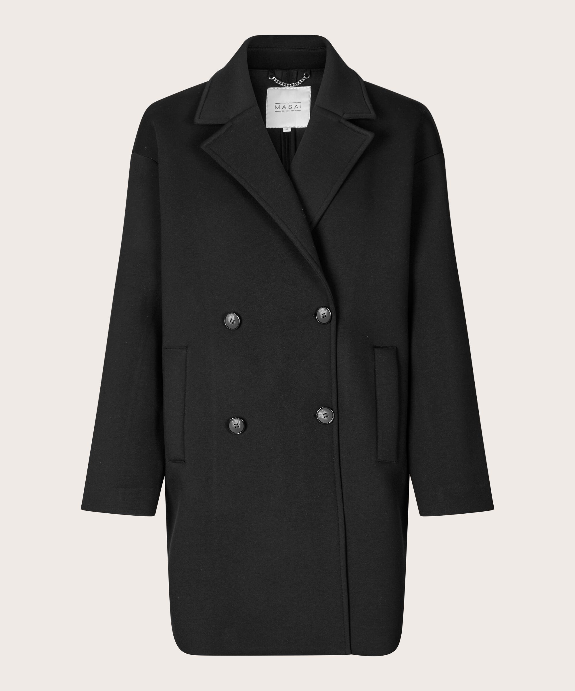 manteau classique avec fermeture à double boutonnage, Black