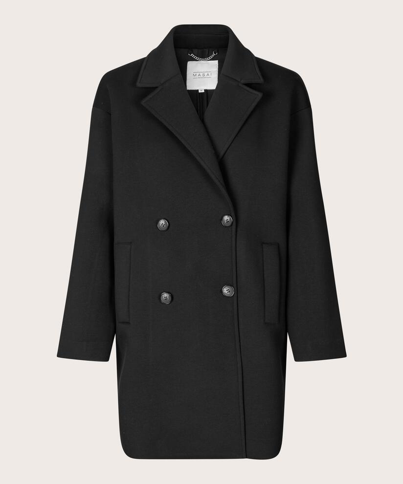 manteau classique avec fermeture à double boutonnage, Black