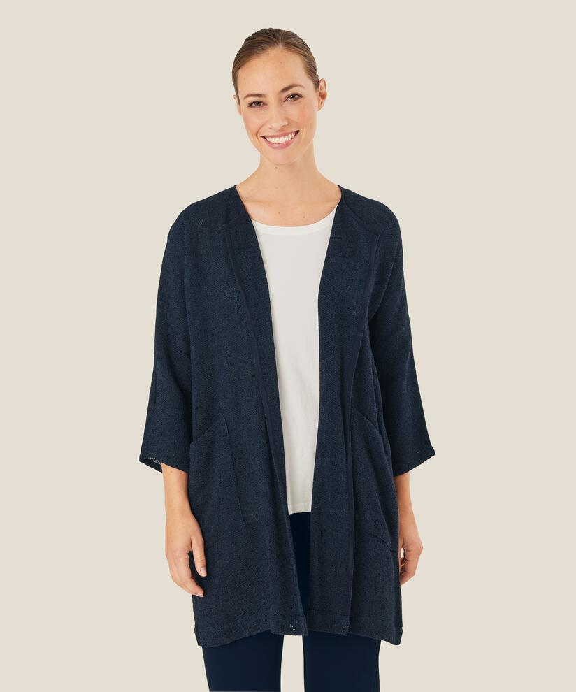Veste Longue En Bouclé, Navy