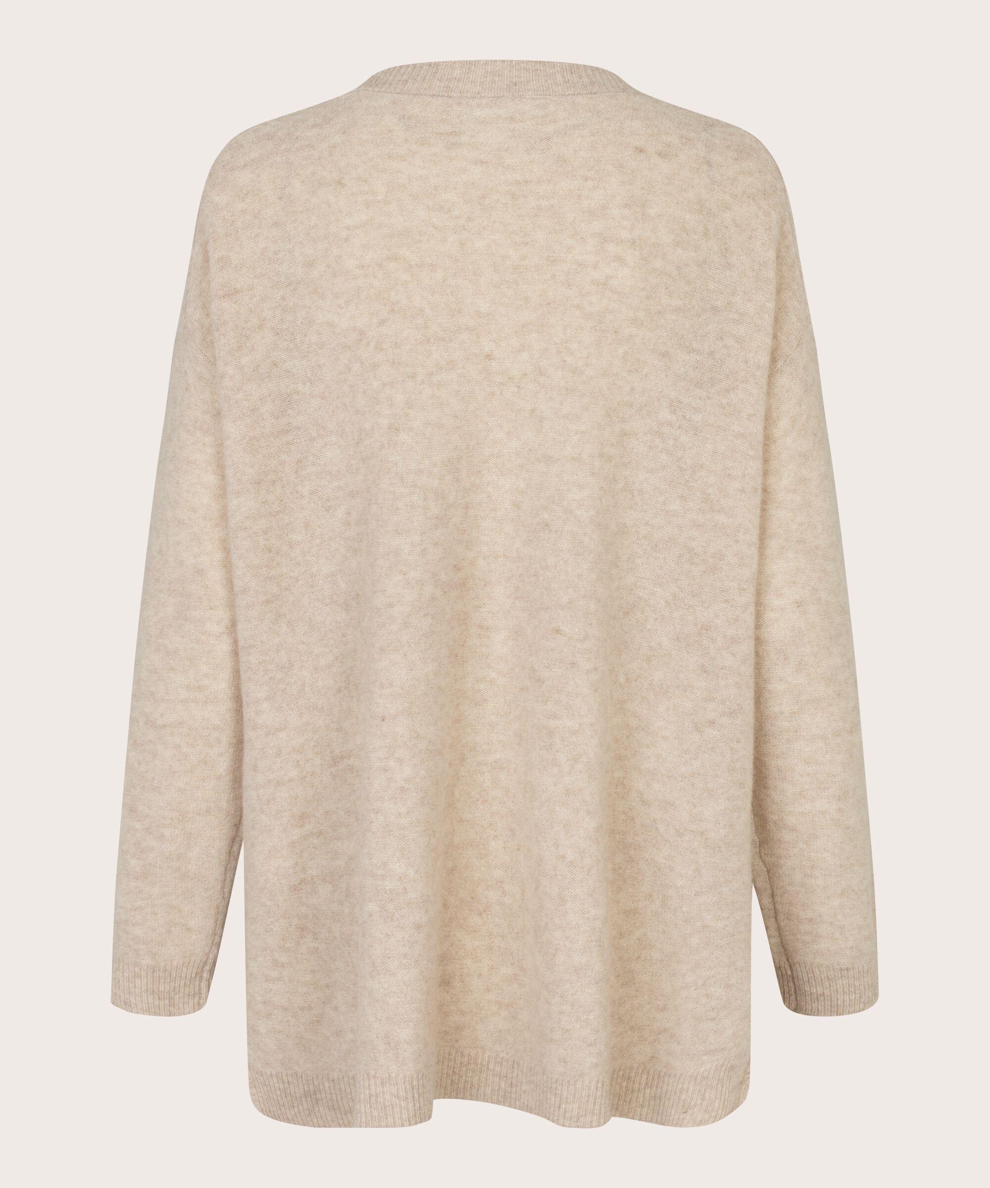 top en laine tricoté avec poches décoratives, L beige mel