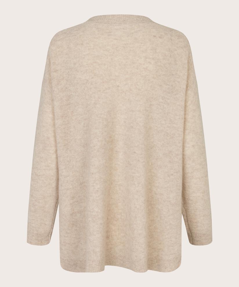 top en laine tricoté avec poches décoratives, L beige mel