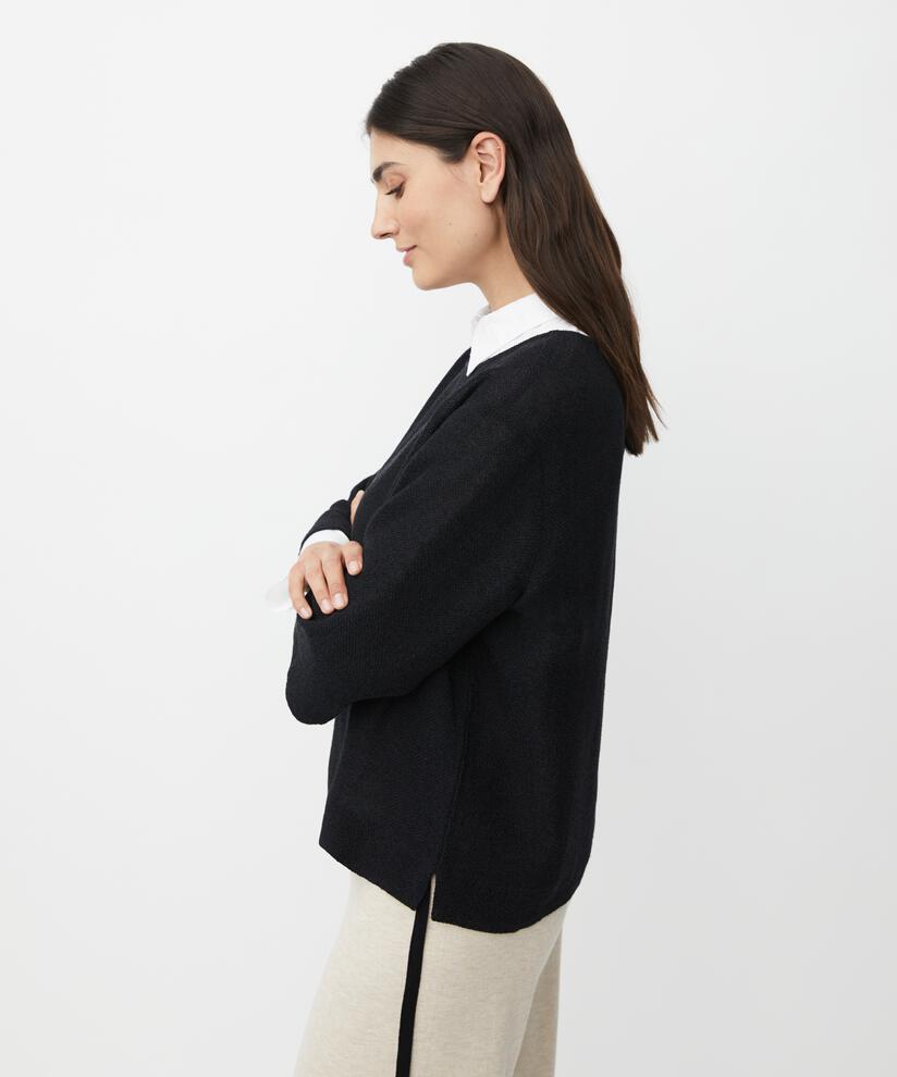 Bouclé-bluse Mit 3/4-ärmeln, Black