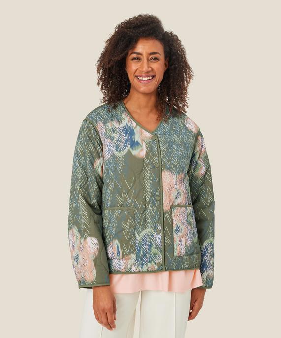 veste matelassée à motifs avec fermeture boutonnée, D. Lichen Green