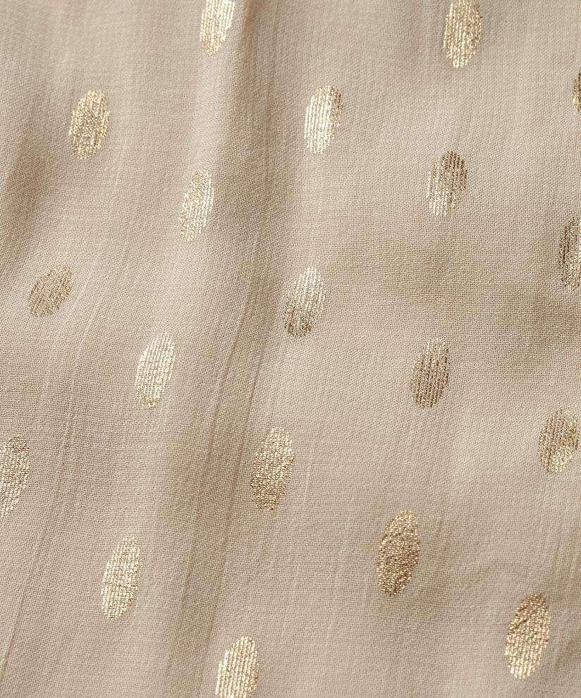 Blouse légèrement transparent à pois dorés et bouton au col, Oxford Tan