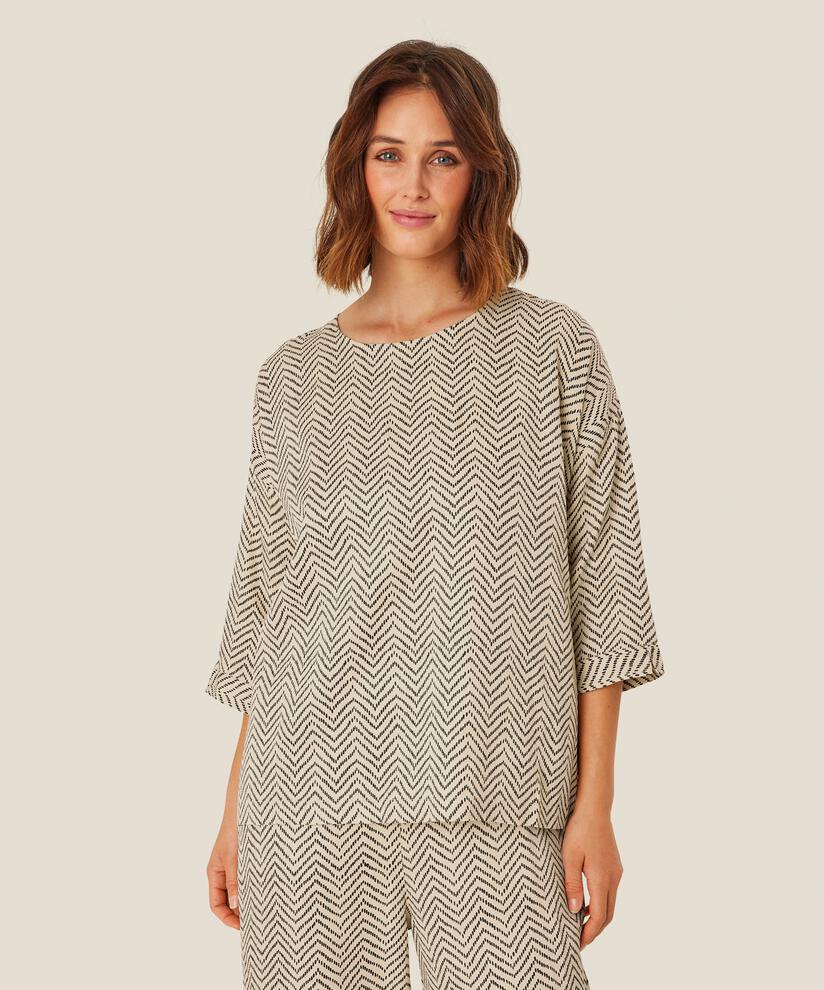 Blouse En Viscose À Manches 3/4, Fog