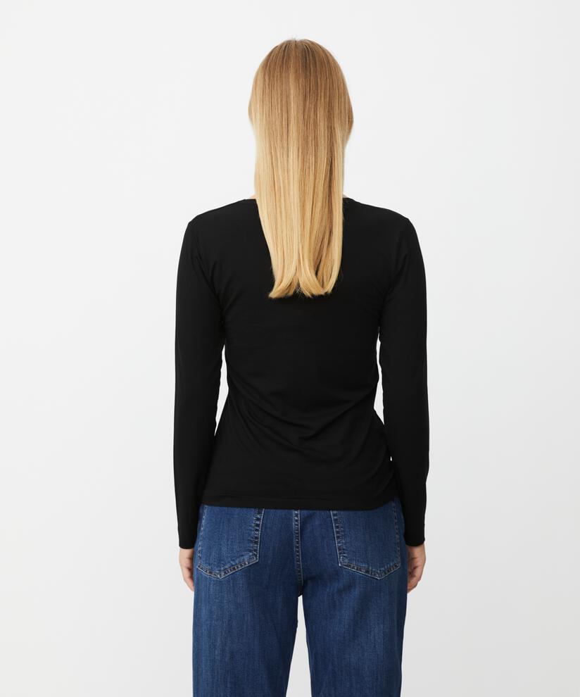 Top En Jersey Doux À Manches Longues, Black